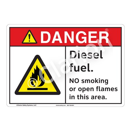 ANSI/ISO Compliant Danger Diesel Fuel Safety Signs Outdoor Flexible Polyester (Z1) 14 X 10